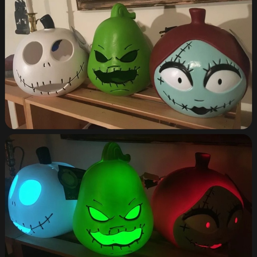Nightmare Before Christmas Light up pumpkins set of 3.